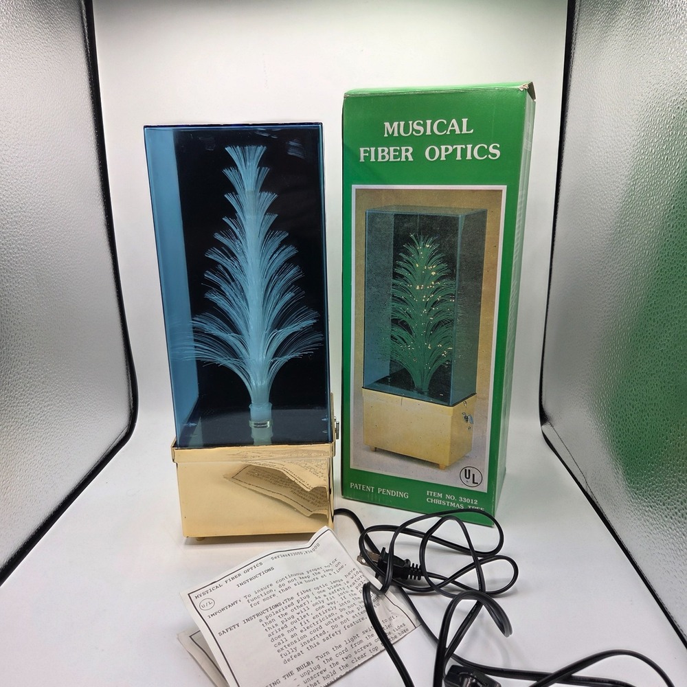 Vintage Fiber Optic Christmas Tree With Music Box Plays O Christmas Tree